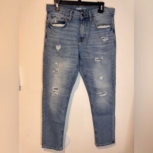 Old Navy Mens Light Blue Relaxed Slim Distressed Jeans Size 30 30